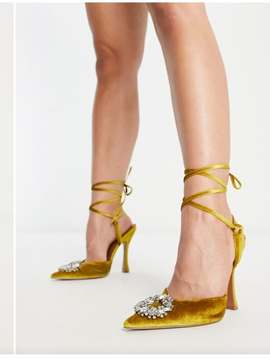 ASOS Shoes - ASOS Velvet Gold Strappy Heels